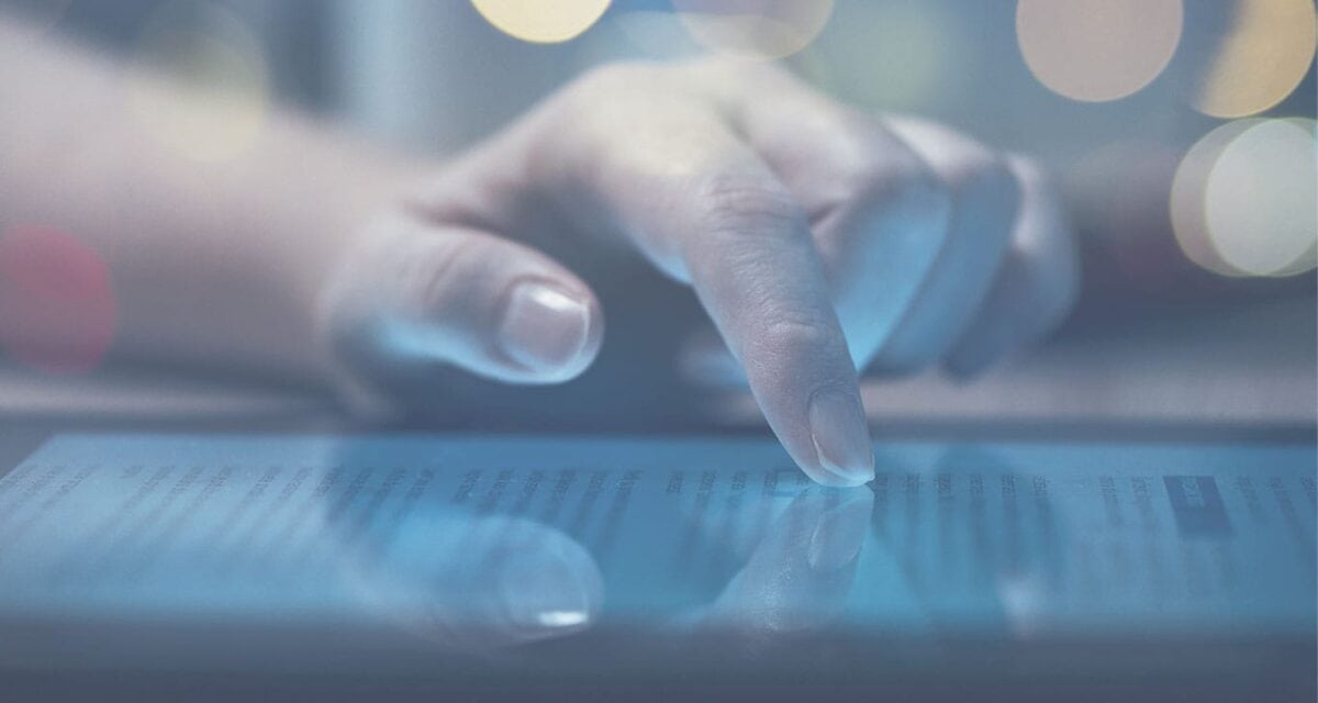 Closeup of a person using tablet