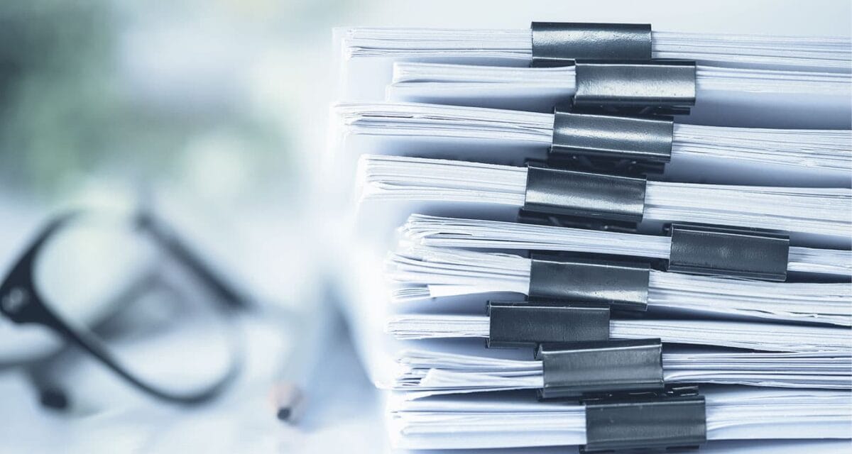 Stack of clippled documents