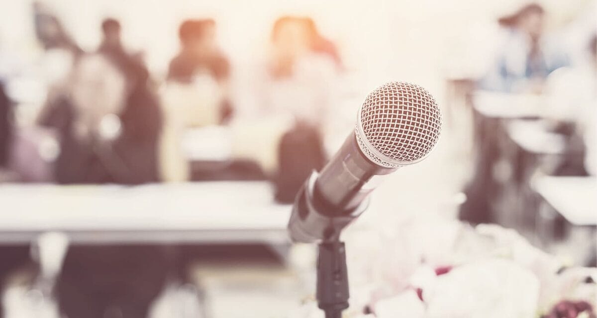 Closeup of a microphone