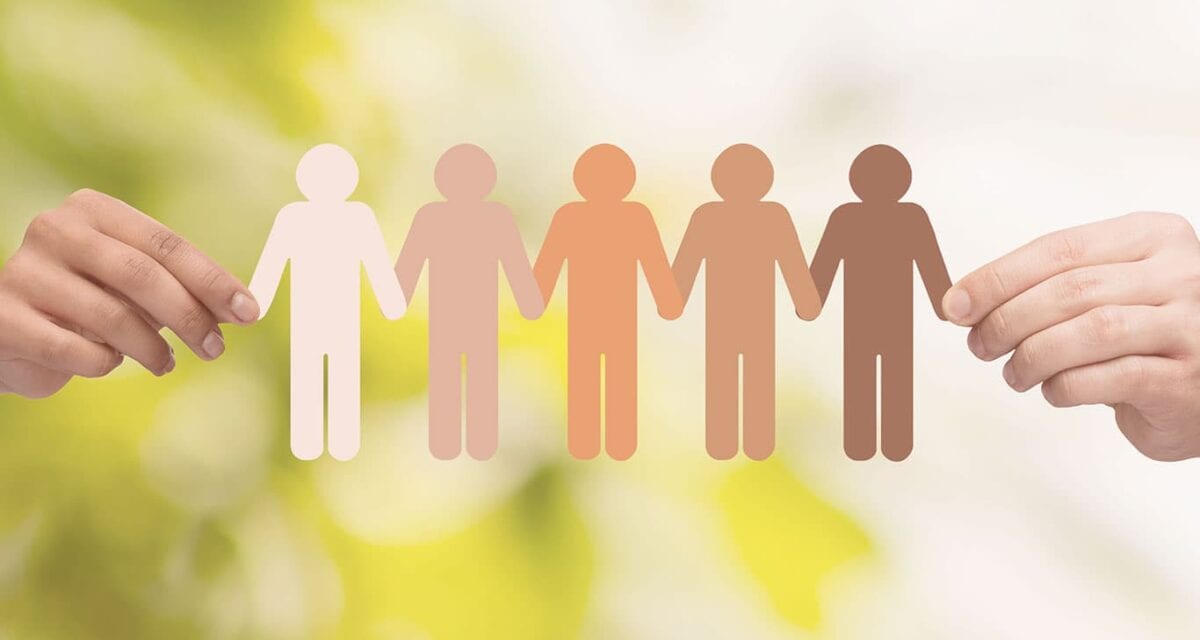 Paper cutout figure of people