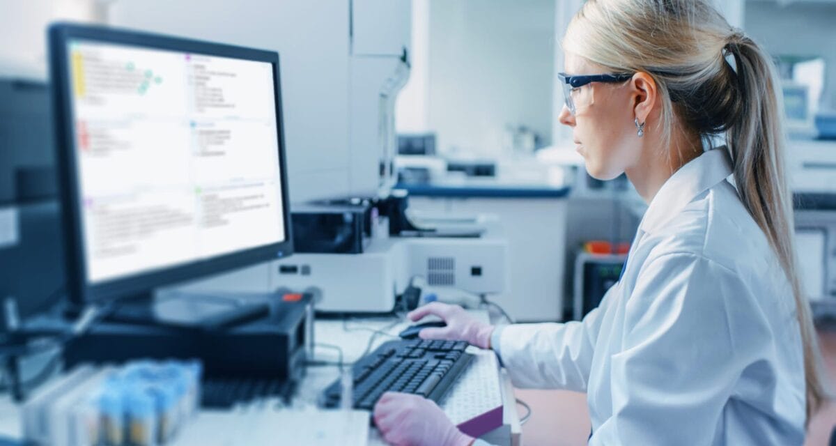 Doctor using computer