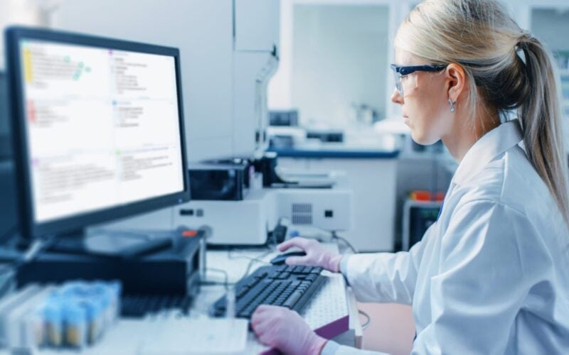 Doctor using computer