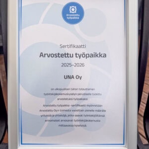 UNAlle myönnetty arvostettu työpaikka sertifikaatti