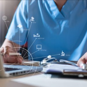 Doctor working with a laptop