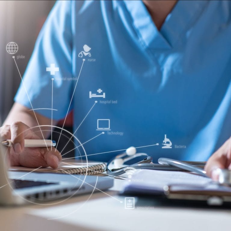 Doctor working with a laptop